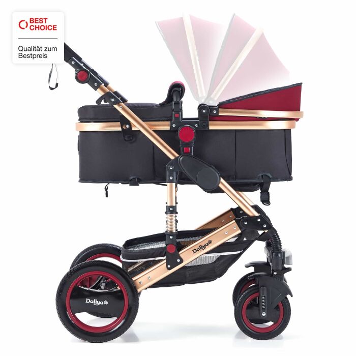 BAMBIMO Kinderwagen 2in1 (ein Daliya® refurbished Produkt Bordeaux-Rot)