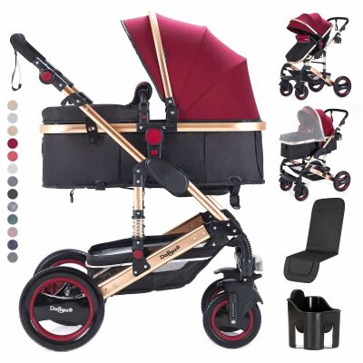 BAMBIMO Kinderwagen 2in1 (ein Daliya® refurbished Produkt Bordeaux-Rot)