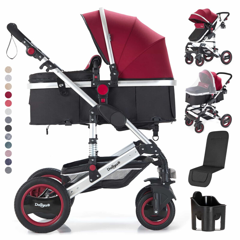 BAMBIMO Kinderwagen 2in1 (ein Daliya® refurbished Produkt Bordeaux-Rot-Silber)