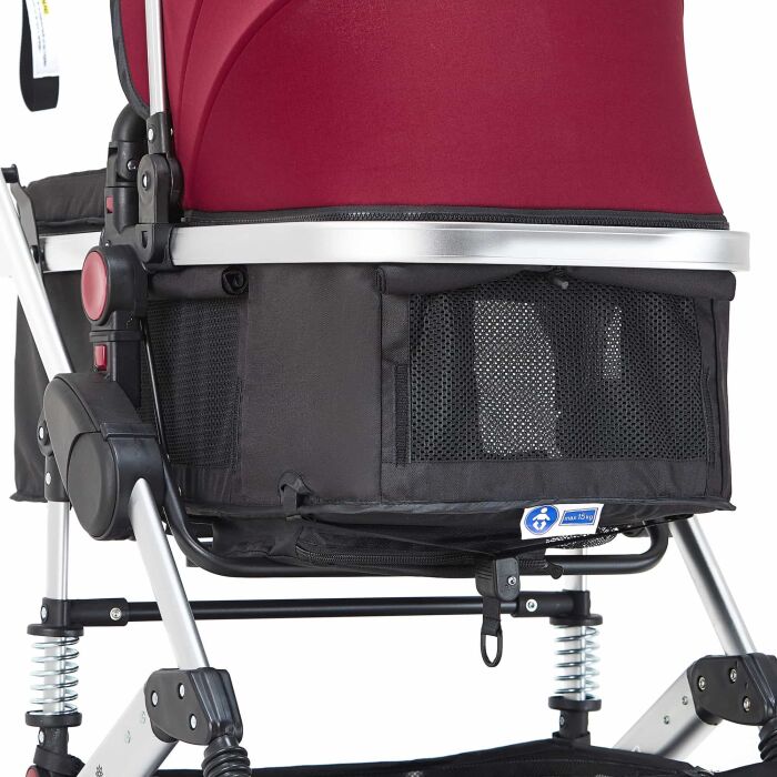 BAMBIMO Kinderwagen 2in1 (ein Daliya® refurbished Produkt Bordeaux-Rot-Silber)
