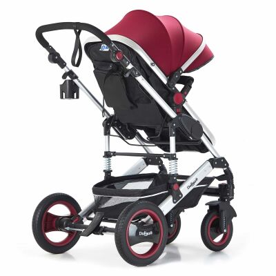BAMBIMO Kinderwagen 2in1 (ein Daliya® refurbished Produkt Bordeaux-Rot-Silber)