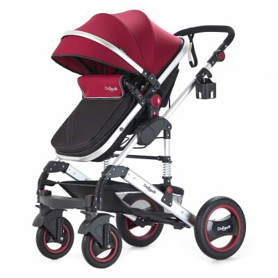 BAMBIMO Kinderwagen 2in1 (ein Daliya® refurbished Produkt Bordeaux-Rot-Silber)