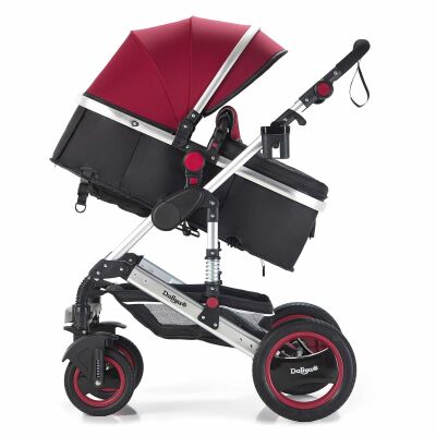 BAMBIMO Kinderwagen 2in1 (ein Daliya® refurbished Produkt Bordeaux-Rot-Silber)