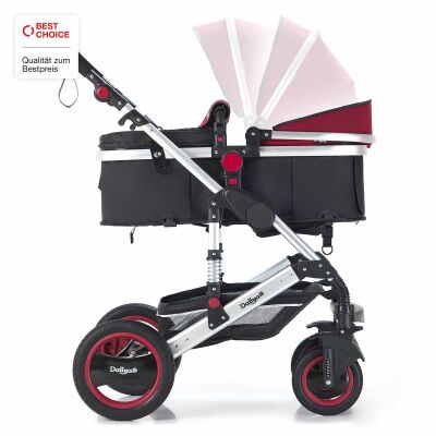 BAMBIMO Kinderwagen 2in1 (ein Daliya® refurbished Produkt Bordeaux-Rot-Silber)