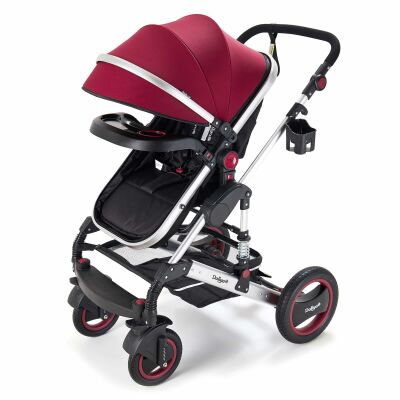 BAMBIMO Kinderwagen 2in1 (ein Daliya® refurbished Produkt Bordeaux-Rot-Silber)