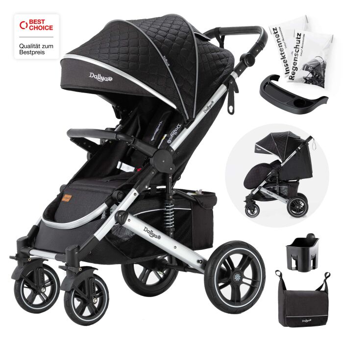 Daliya&reg; RAPIDY Buggy Kinderwagen (Schwarz mit Muster-Silber)