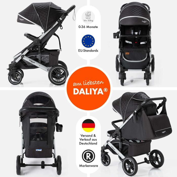 Daliya&reg; RAPIDY Buggy Kinderwagen (Schwarz mit Muster-Silber)