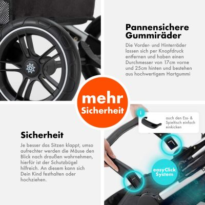 Daliya® RAPIDY Buggy Kinderwagen (Schwarz mit Muster-Silber)