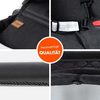 Daliya® RAPIDY Buggy Kinderwagen (Schwarz mit Muster-Silber)