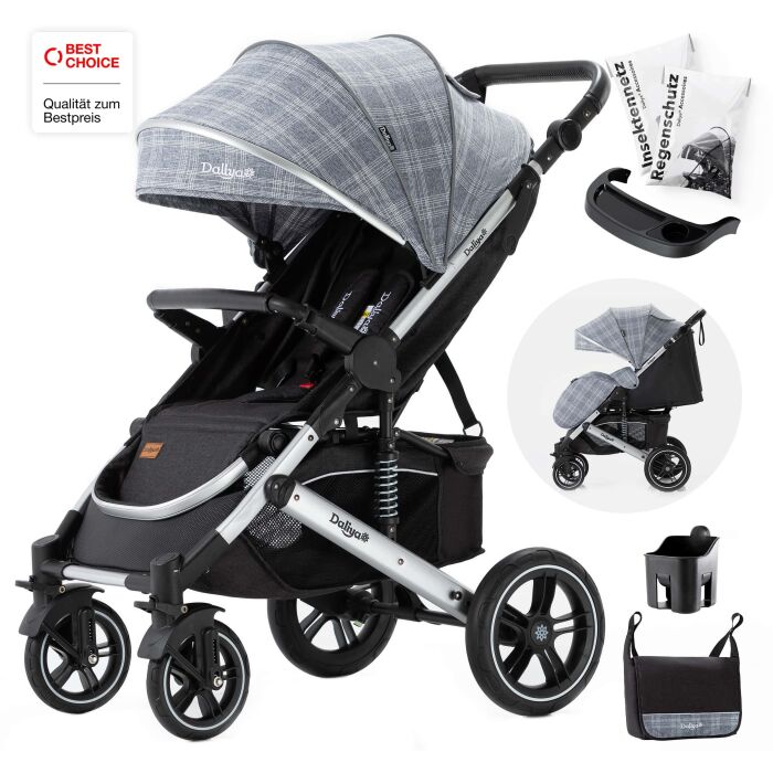 Daliya&reg; RAPIDY Buggy Kinderwagen (Schwarz mit Muster-Silber)