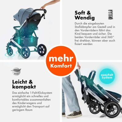 Daliya® RAPIDY Buggy Kinderwagen (Blau-Silber)
