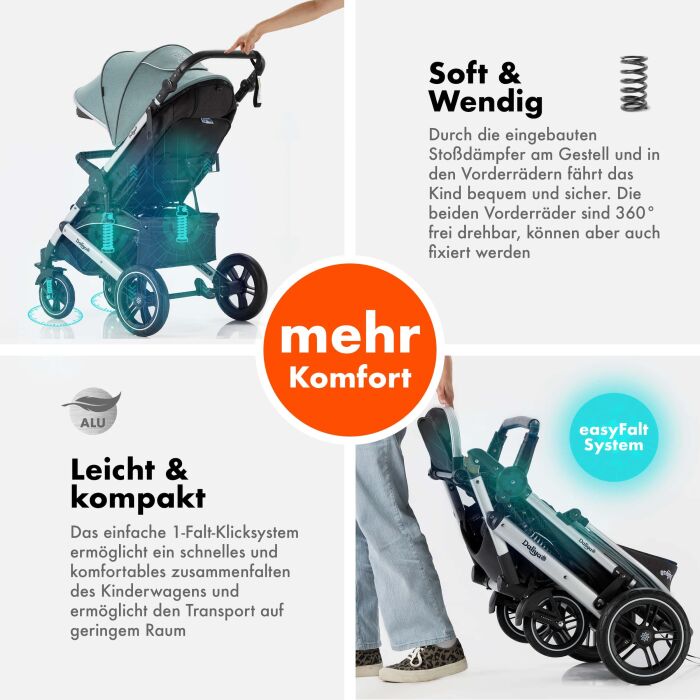 Daliya&reg; RAPIDY Buggy Kinderwagen (Gr&uuml;n-Silber)