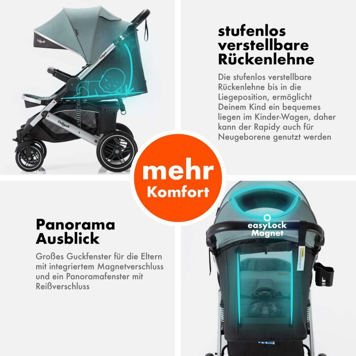 Daliya&reg; RAPIDY Buggy Kinderwagen (Gr&uuml;n-Silber)