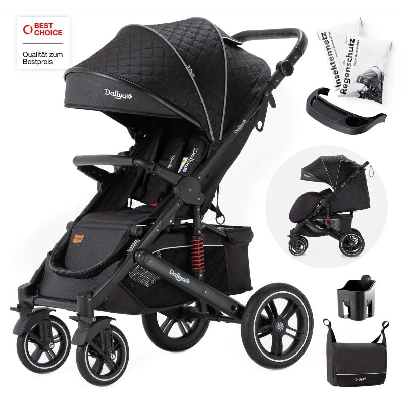 Daliya® RAPIDY Buggy Kinderwagen (Schwarz mit Muster-Schwarz)