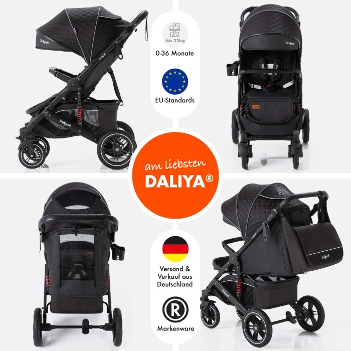 Daliya® RAPIDY Buggy Kinderwagen (Schwarz mit Muster-Schwarz)