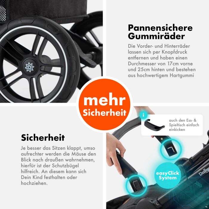 Daliya® RAPIDY Buggy Kinderwagen (Schwarz mit Muster-Schwarz)