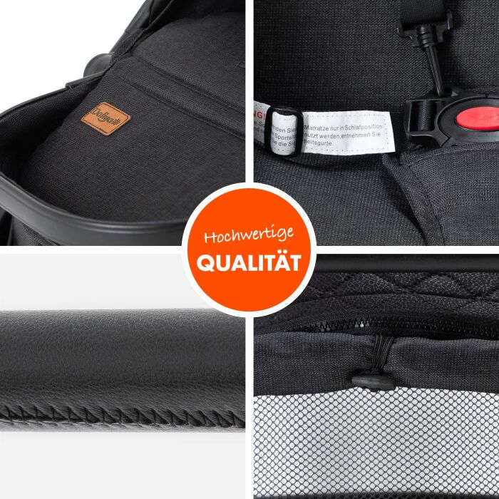 Daliya® RAPIDY Buggy Kinderwagen (Schwarz mit Muster-Schwarz)