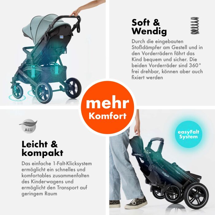 Daliya® RAPIDY Buggy Kinderwagen (Grün-Schwarz)