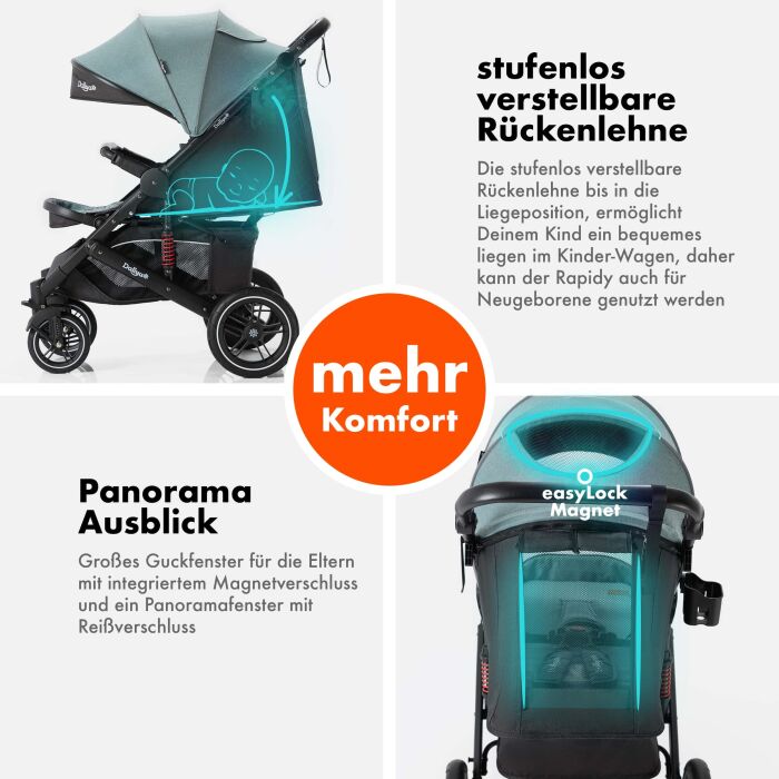 Daliya® RAPIDY Buggy Kinderwagen (Grün-Schwarz)
