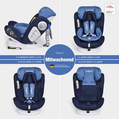 Daliya® Sedion Kinderautositz Isofix SIP 360° 0-36KG Gruppe 0+ / I / II / III - Blau