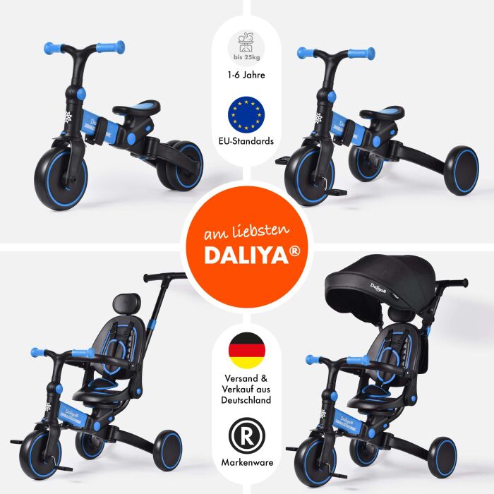 Daliya&reg; 4in1 TRICIYO - Laufrad Dreirad Fahrrad Modus oder Buggy (blau)