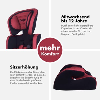 Daliya® CARSITTO Kinderautositz 9-36KG Gruppe I / II / III ( Rot )