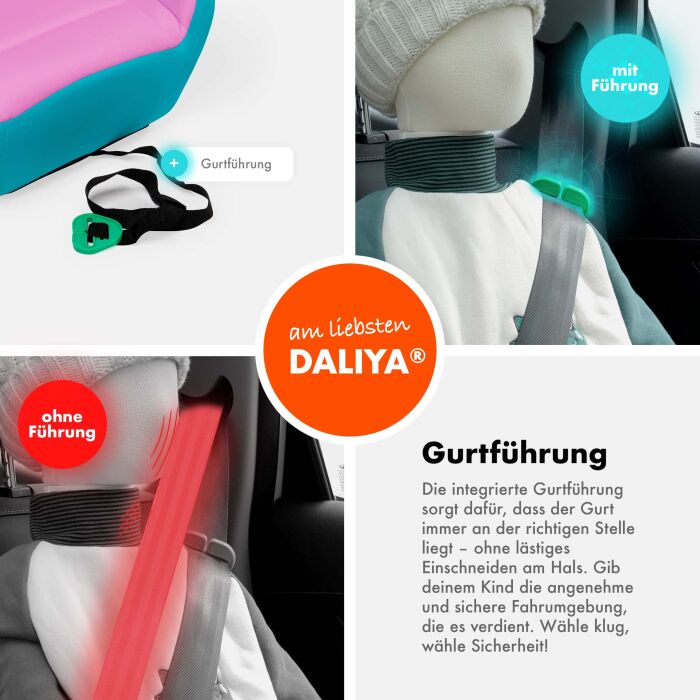 Daliya&reg; QUBIX Kindersitzerh&ouml;hung I-Size (T&uuml;rkis - Rosa)