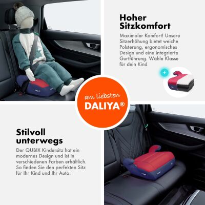 Daliya® QUBIX Kindersitzerhöhung I-Size (Dunkelblau - Rot)