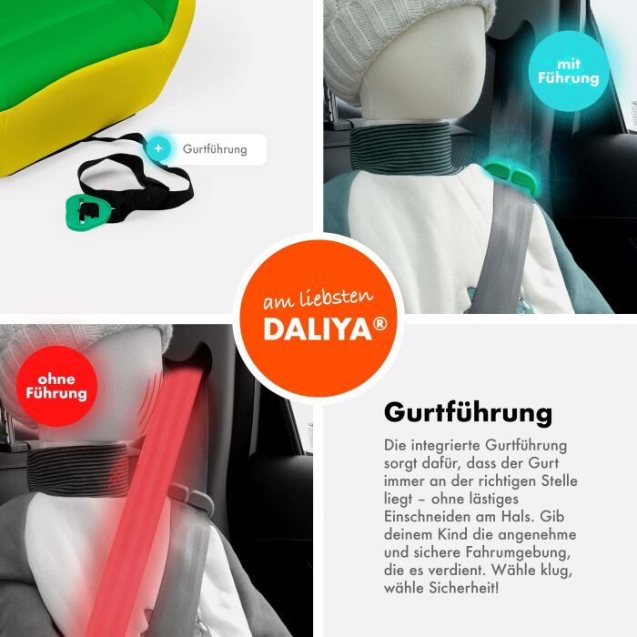 Daliya® QUBIX Kindersitzerhöhung I-Size (Gelb - Grün)