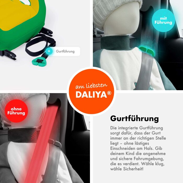 Daliya&reg; QUBIX PRO Kindersitzerh&ouml;hung Isofix und I-Size (Gr&uuml;n - Gelb)