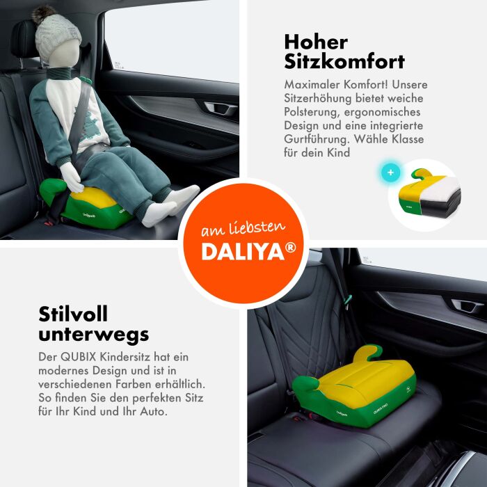 Daliya&reg; QUBIX PRO Kindersitzerh&ouml;hung Isofix und I-Size (Gr&uuml;n - Gelb)