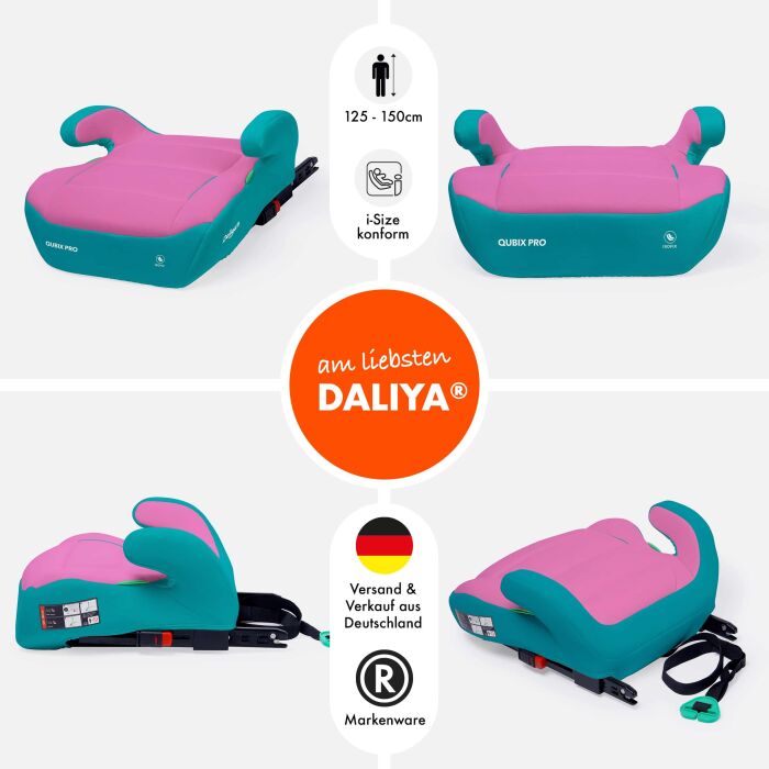 Daliya&reg; QUBIX PRO Kindersitzerh&ouml;hung Isofix und I-Size (T&uuml;rkis - Rosa)