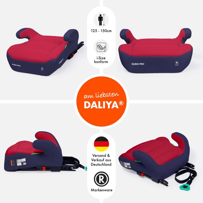 Daliya&reg; QUBIX PRO Kindersitzerh&ouml;hung Isofix und I-Size (Dunkelblau - Rot)