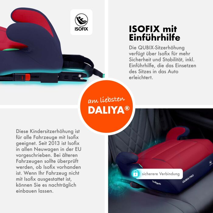 Daliya&reg; QUBIX PRO Kindersitzerh&ouml;hung Isofix und I-Size (Dunkelblau - Rot)