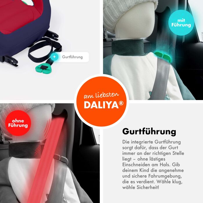 Daliya&reg; QUBIX PRO Kindersitzerh&ouml;hung Isofix und I-Size (Dunkelblau - Rot)