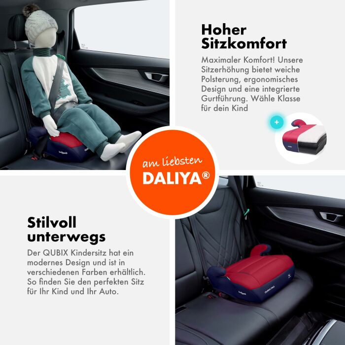 Daliya&reg; QUBIX PRO Kindersitzerh&ouml;hung Isofix und I-Size (Dunkelblau - Rot)