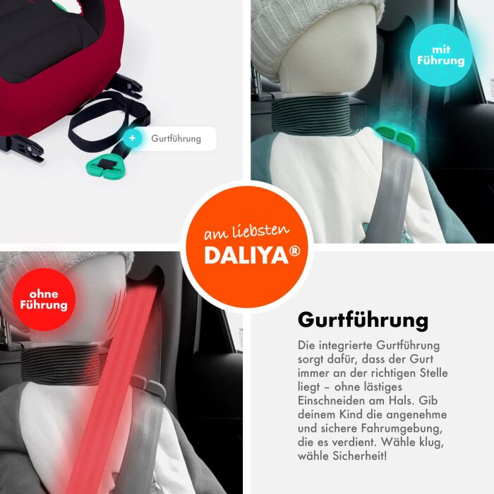 Daliya&reg; QUBIX PRO Kindersitzerh&ouml;hung Isofix und I-Size (Rot - Schwarz)