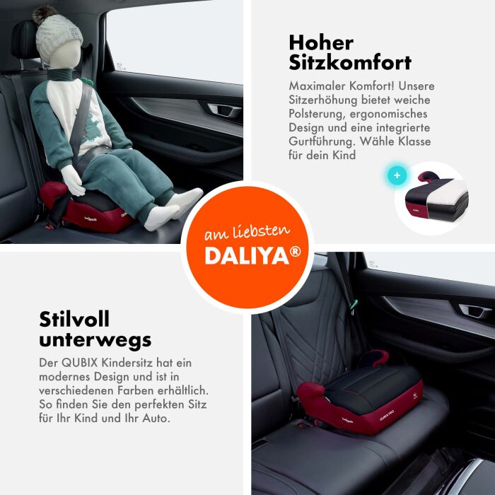 Daliya&reg; QUBIX PRO Kindersitzerh&ouml;hung Isofix und I-Size (Rot - Schwarz)