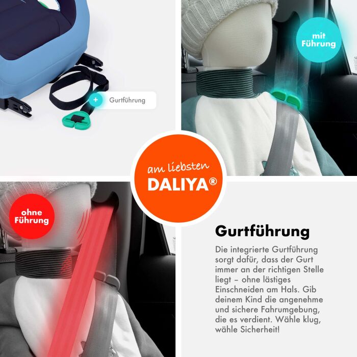 Daliya&reg; QUBIX PRO Kindersitzerh&ouml;hung Isofix und I-Size (Hellblau - Dunkelblau)