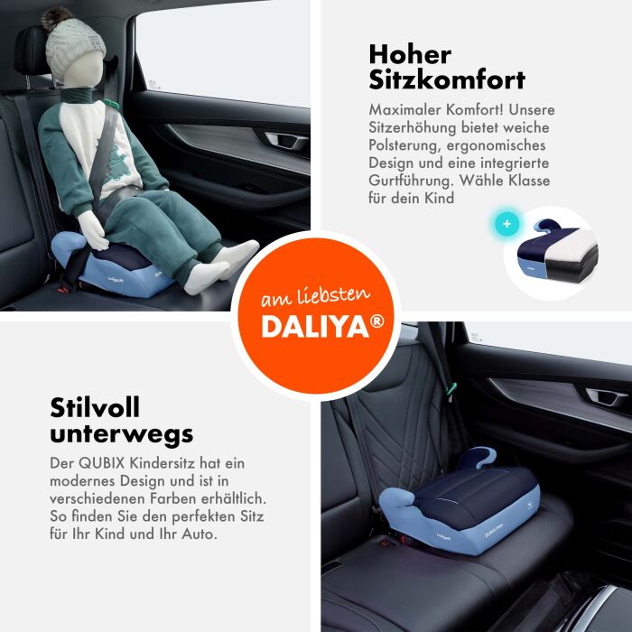 Daliya&reg; QUBIX PRO Kindersitzerh&ouml;hung Isofix und I-Size (Hellblau - Dunkelblau)