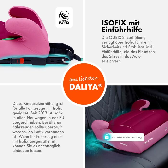 Daliya&reg; QUBIX PRO Kindersitzerh&ouml;hung Isofix und I-Size (Rosa - Magenta)