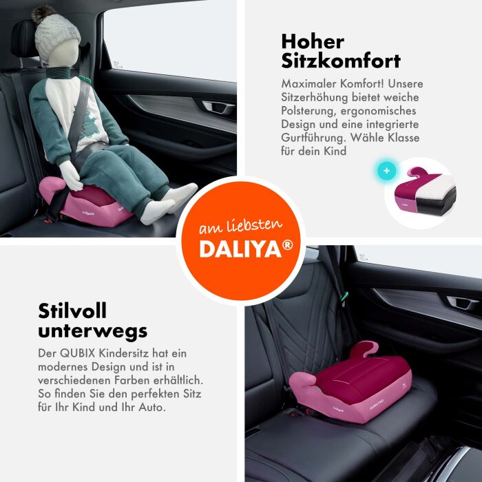 Daliya&reg; QUBIX PRO Kindersitzerh&ouml;hung Isofix und I-Size (Rosa - Magenta)