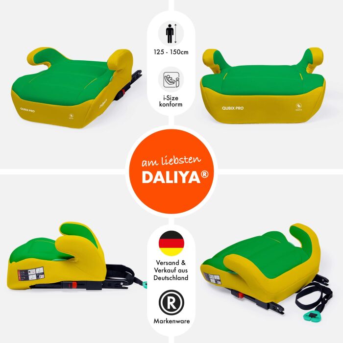 Daliya&reg; QUBIX PRO Kindersitzerh&ouml;hung Isofix und I-Size (Gelb - Gr&uuml;n)