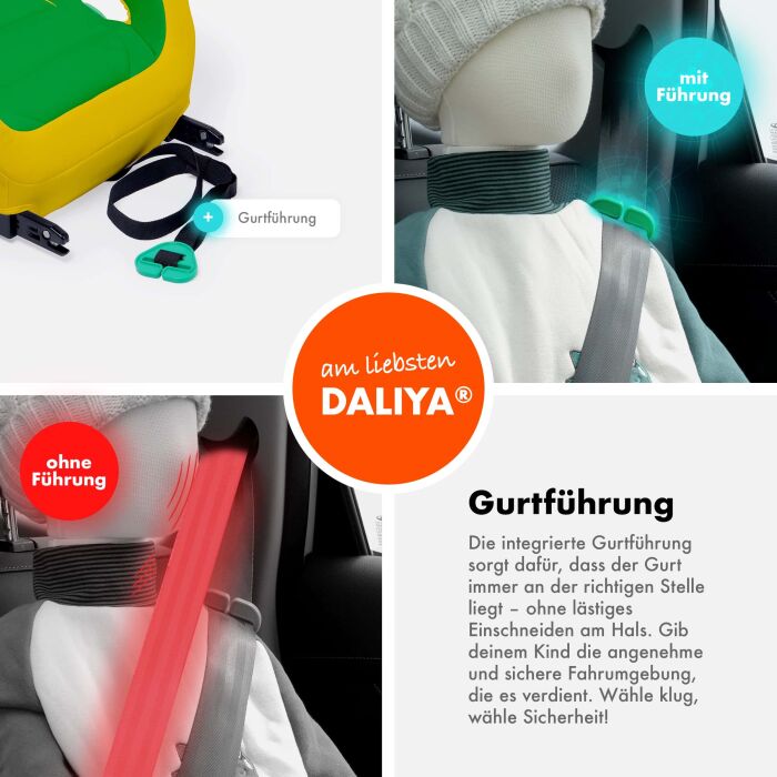 Daliya&reg; QUBIX PRO Kindersitzerh&ouml;hung Isofix und I-Size (Gelb - Gr&uuml;n)