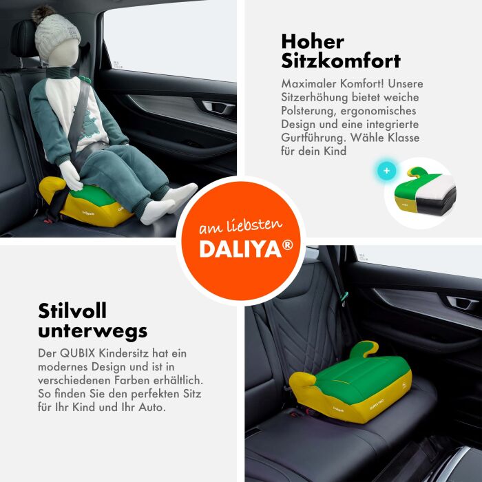 Daliya&reg; QUBIX PRO Kindersitzerh&ouml;hung Isofix und I-Size (Gelb - Gr&uuml;n)