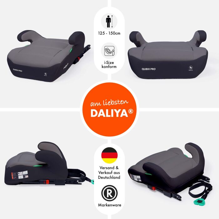 Daliya&reg; QUBIX PRO Kindersitzerh&ouml;hung Isofix und I-Size (Schwarz - Grau)