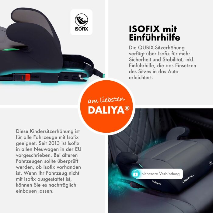 Daliya&reg; QUBIX PRO Kindersitzerh&ouml;hung Isofix und I-Size (Schwarz - Grau)