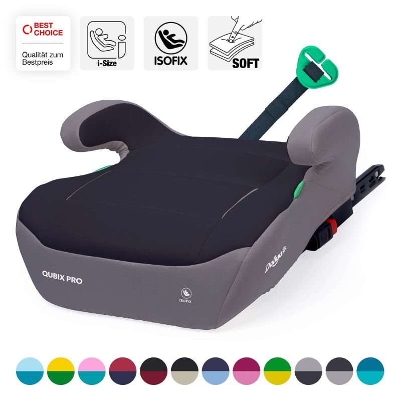 Daliya® QUBIX PRO Kindersitzerhöhung Isofix und I-Size (Grau - Schwarz)