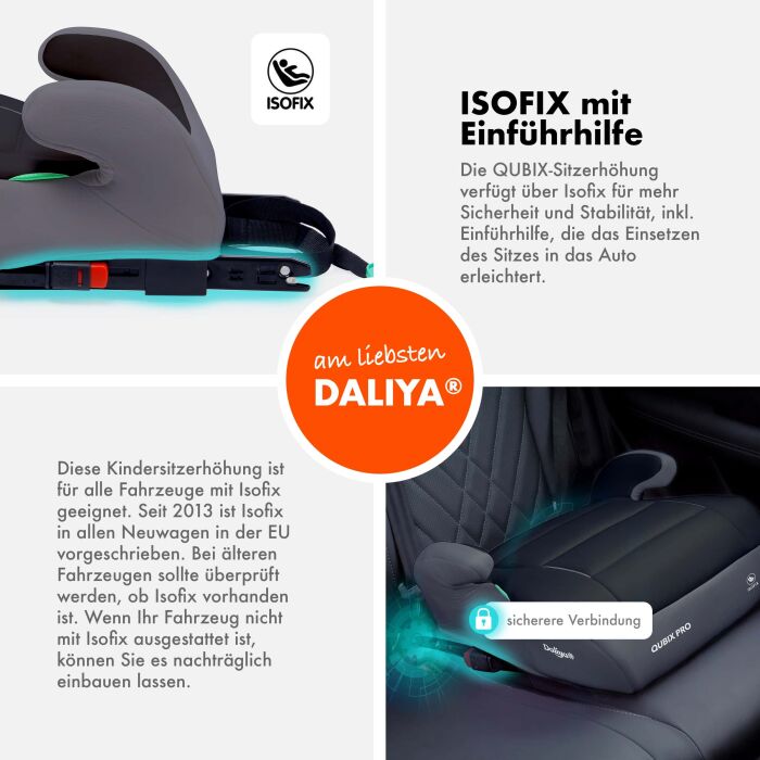 Daliya&reg; QUBIX PRO Kindersitzerh&ouml;hung Isofix und I-Size (Grau - Schwarz)