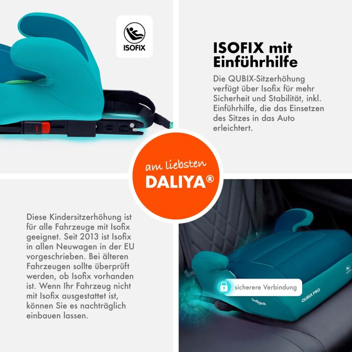 Daliya&reg; QUBIX PRO Kindersitzerh&ouml;hung Isofix und I-Size (T&uuml;rkis - Blau)